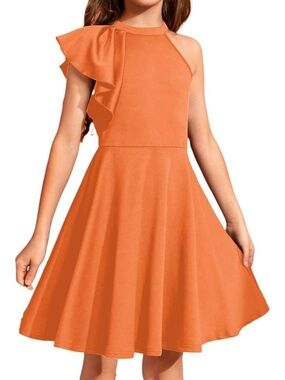 Girls One-Shoulder Ruffle Fit & Flare Dress